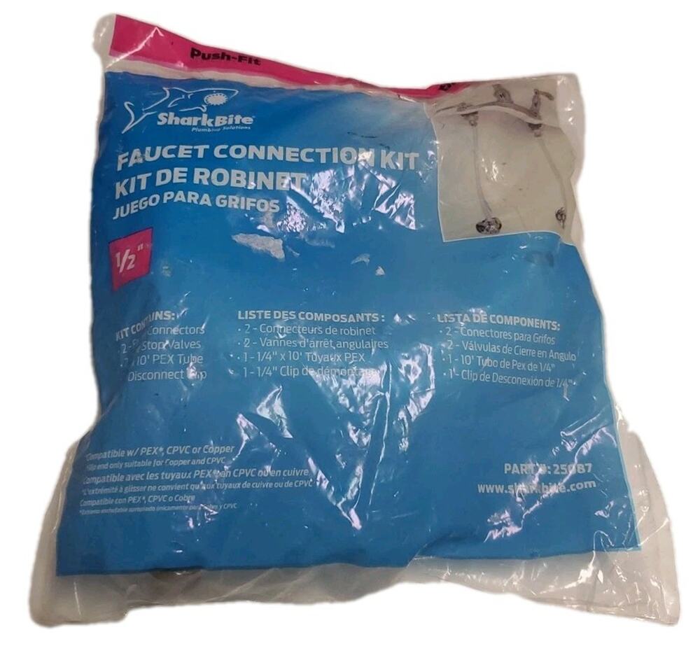 SharkBite 25087 Faucet Connection Kit 1/2 Push x 1/4 D Push x 10 ft NEW